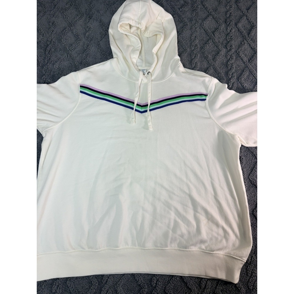 Old Navy Rainbow Lounge White Hoodie Rainbow Stripe Women's Size 2XL